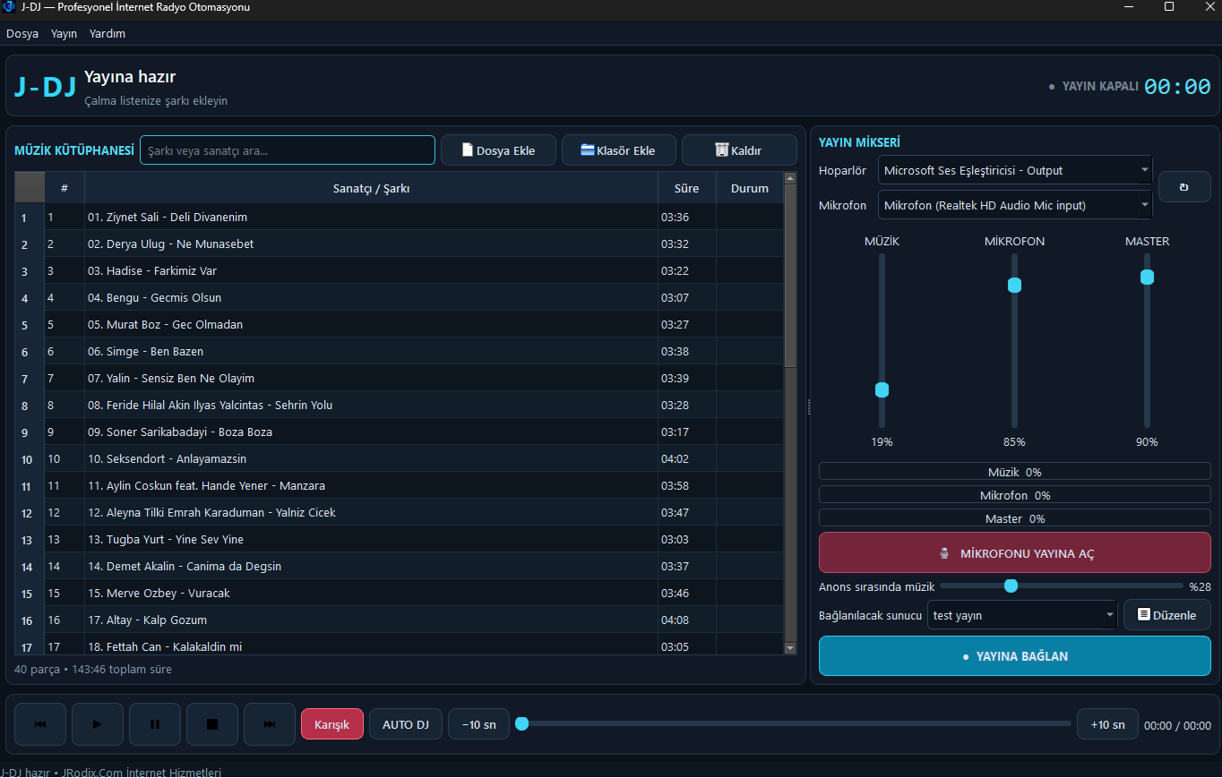 J-DJ Flatcast IRC ve Genel Yayın Programı